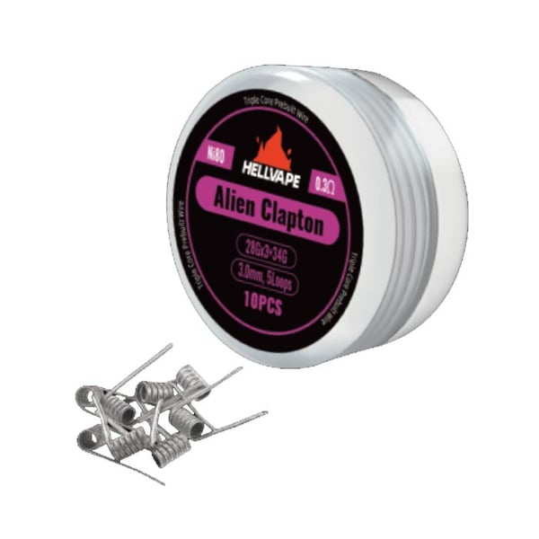 Hellvape Ni80 Triple Core Alien Clapton Prebuilt Wire 28Ga*3+34Ga (0.3ohm) (10Pcs/Pack)