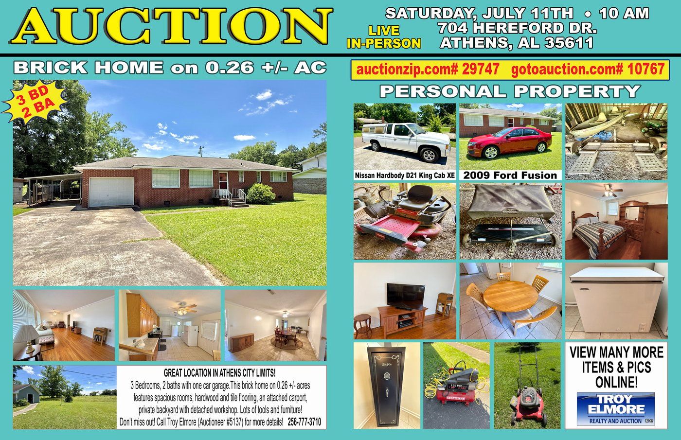 3 BD / 2 BA HOME - VEHICLES - FURNITURE - TOOLS auction flyer
