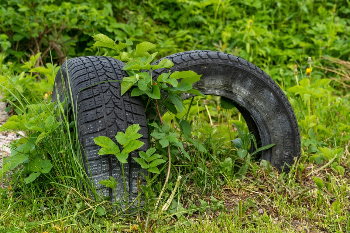 car tire pothole
