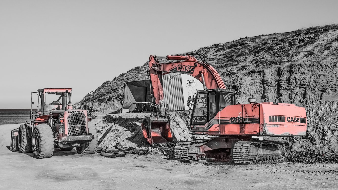 compact bulldozer construction site