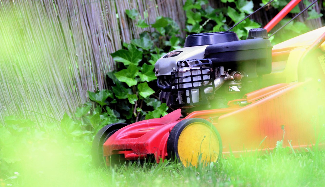 lawn maintenance crew mowing