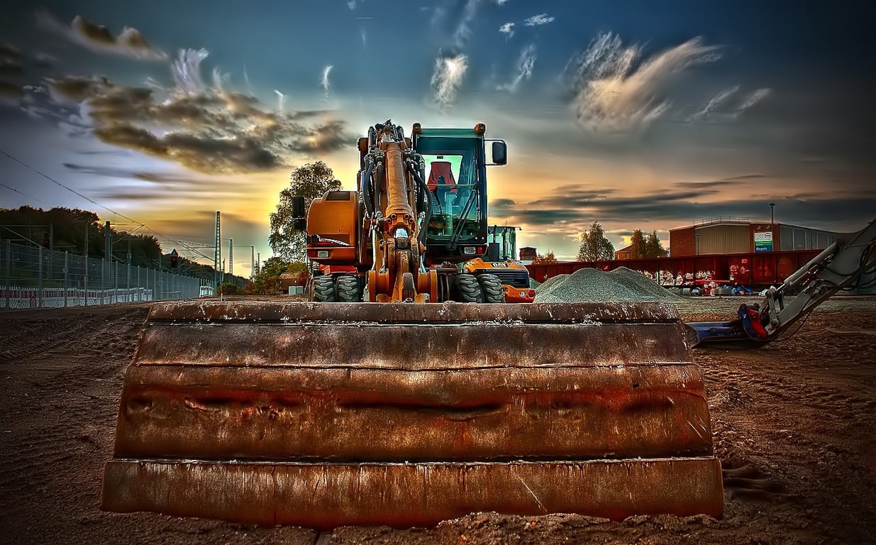 compact excavator construction site