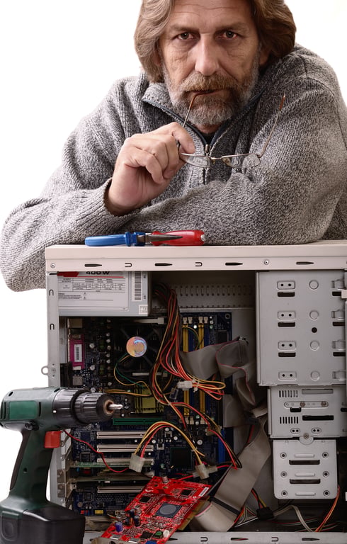 HVAC technician repairing furnace