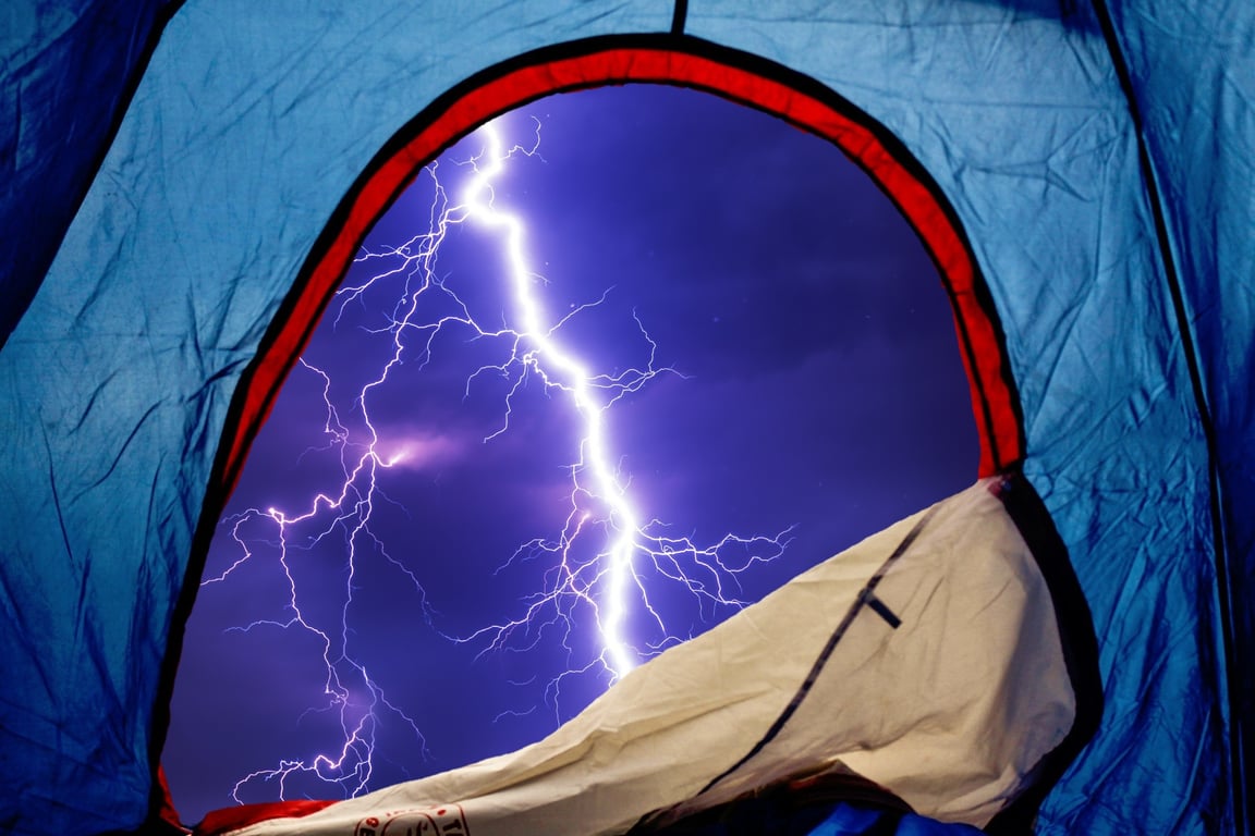 camping tent setup