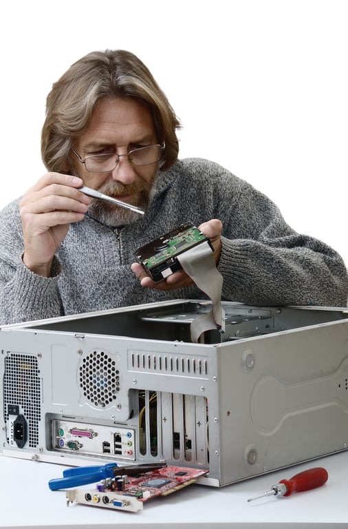 HVAC technician repairing air conditioner