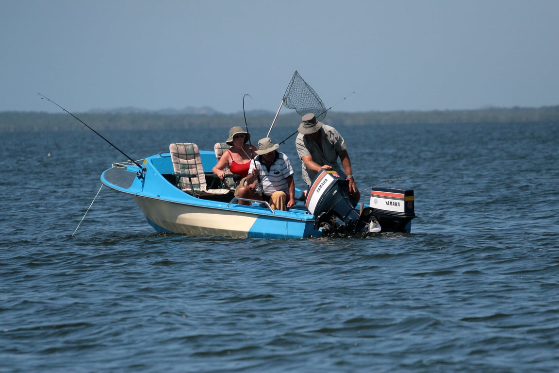 Yamaha outboard motor on fishing boat