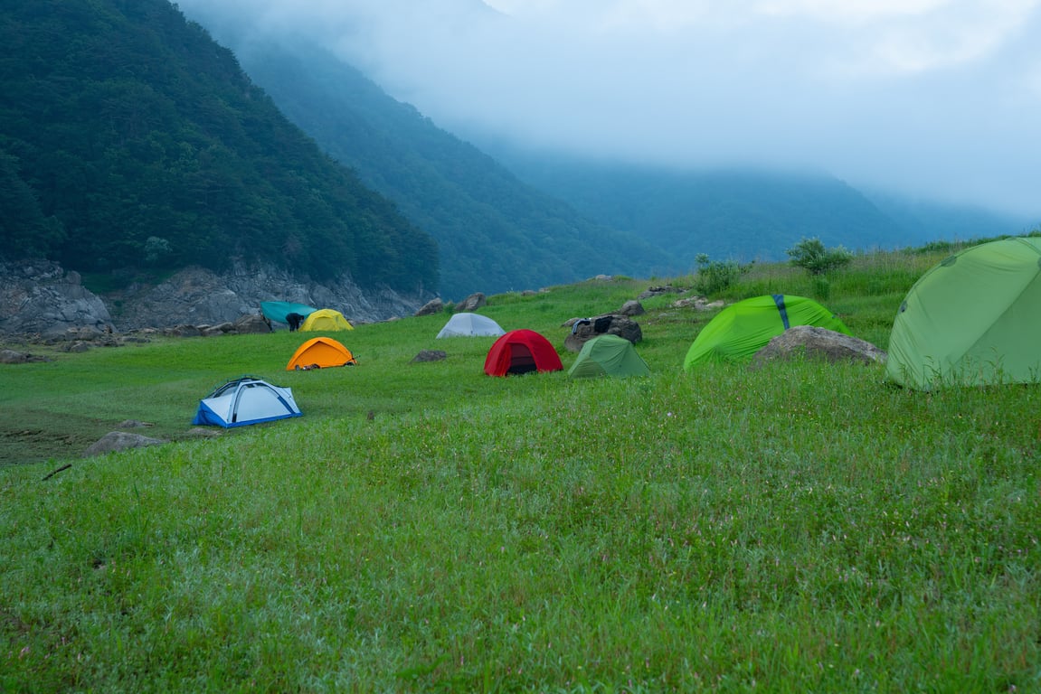 camping tent setup