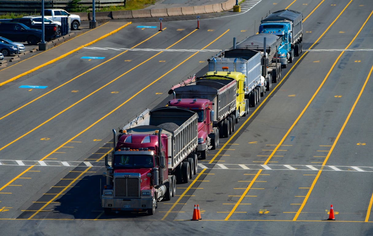 heavy truck towing trailer