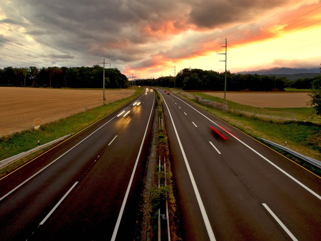 car driving on highway