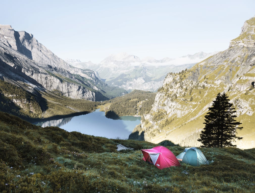 travel trailer campsite setup