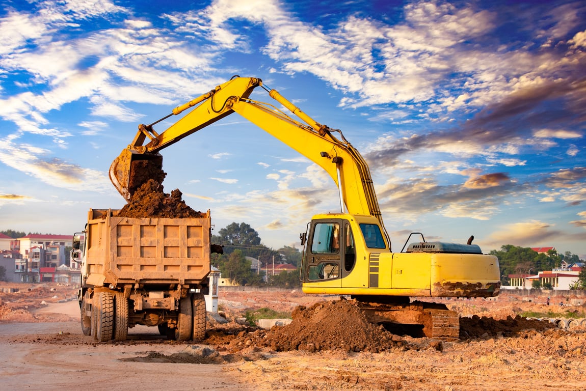 large excavator earthmoving site