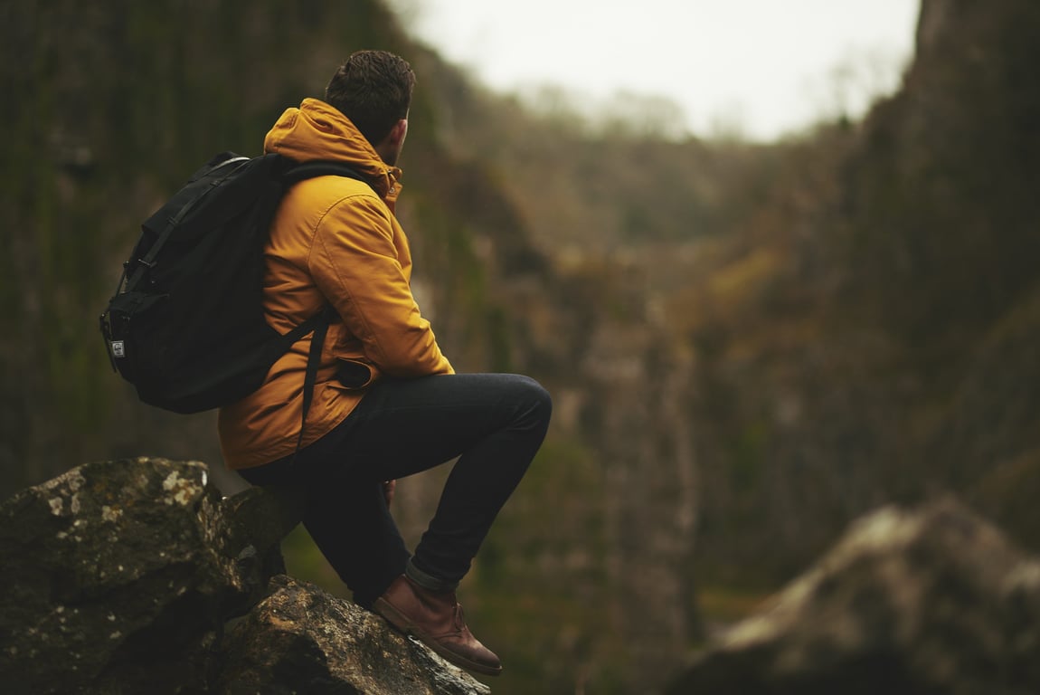 hiker with trekking poles