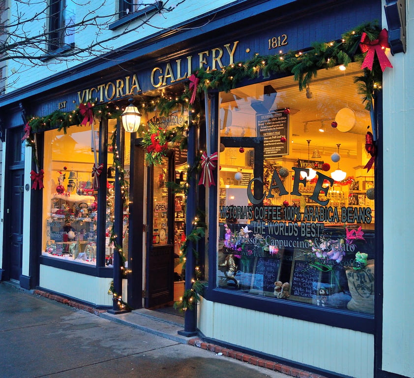 holiday shopping storefront