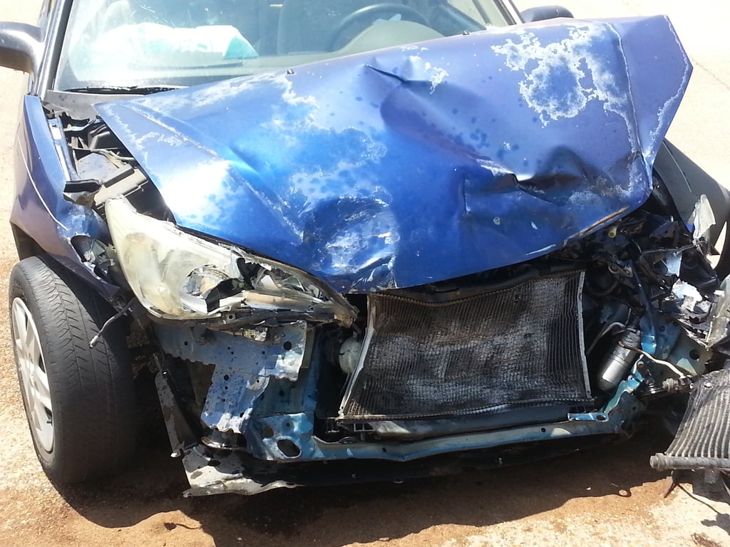 damaged front car bumper