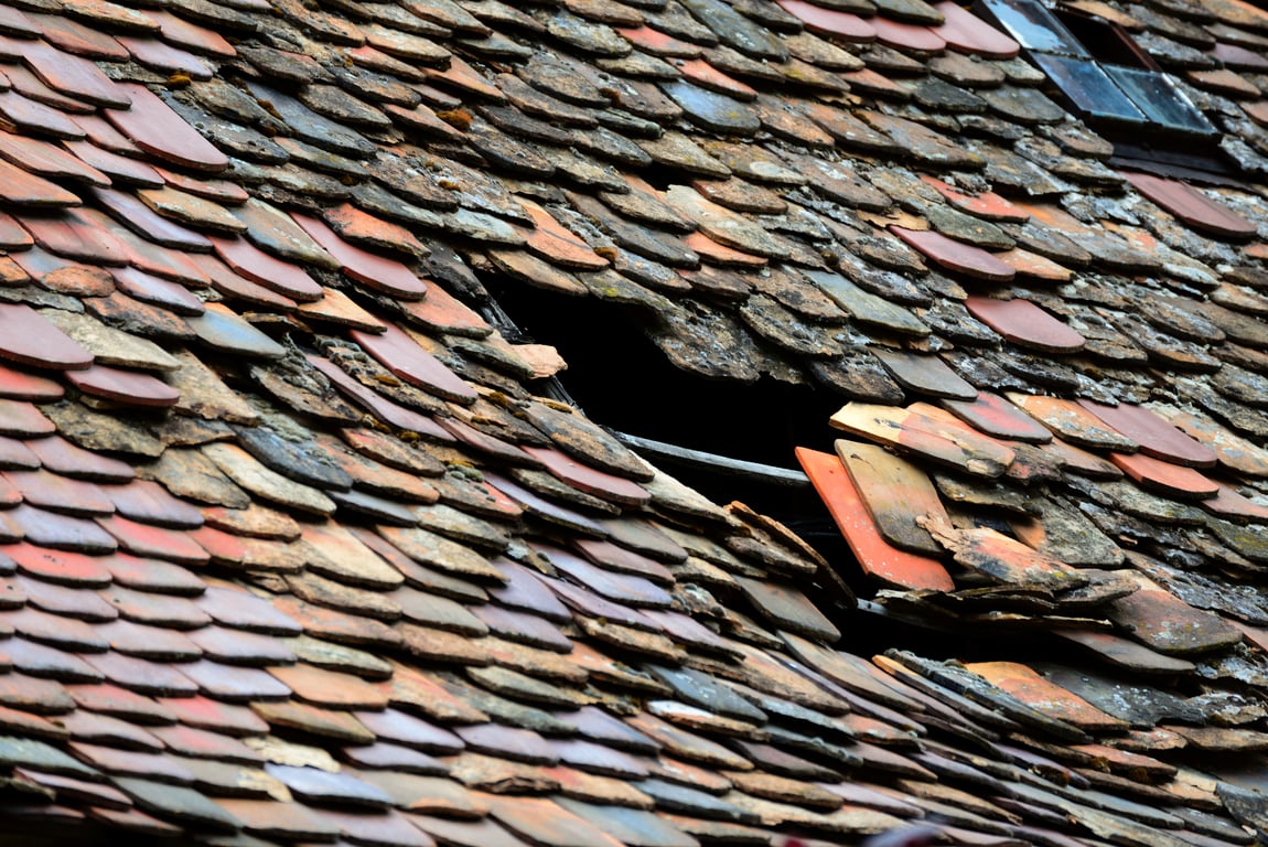 damaged tile roof