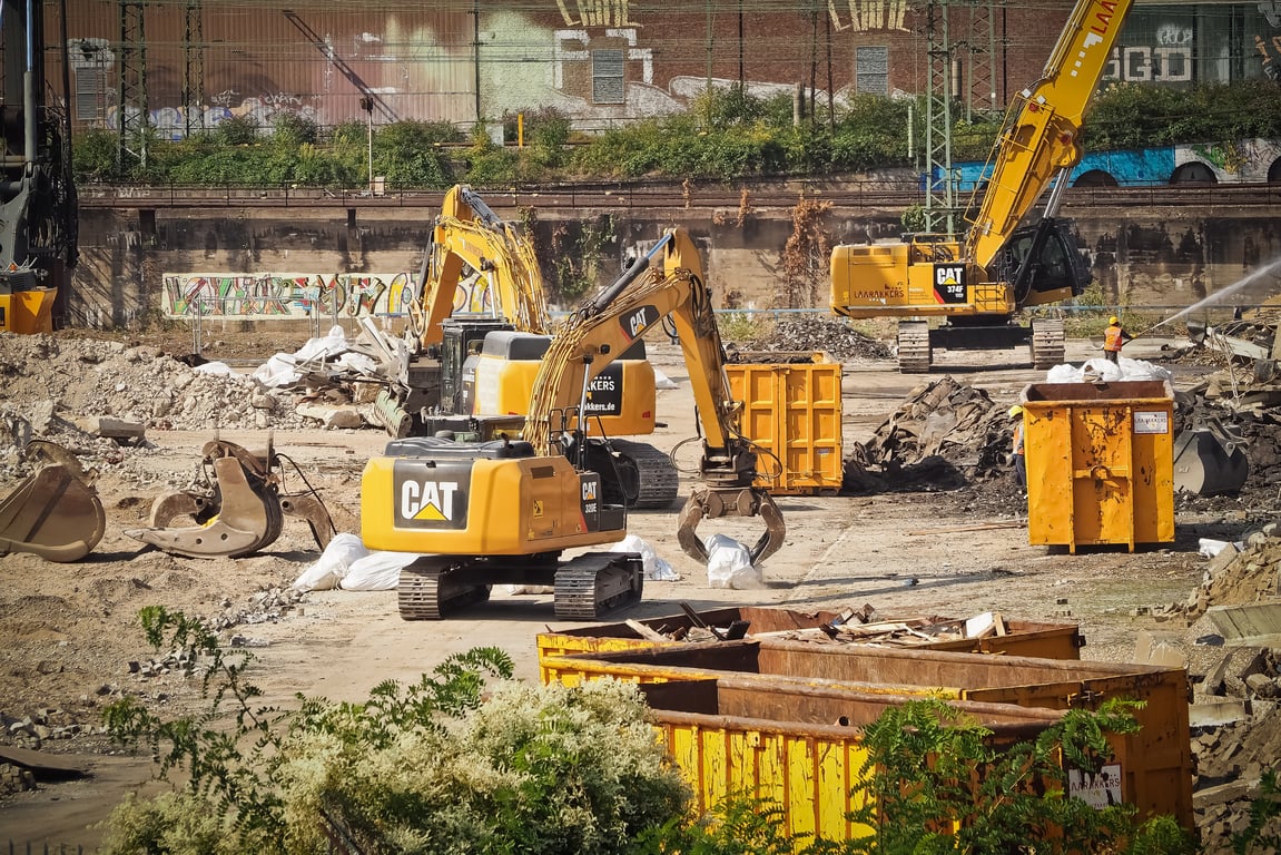 compact excavator construction site