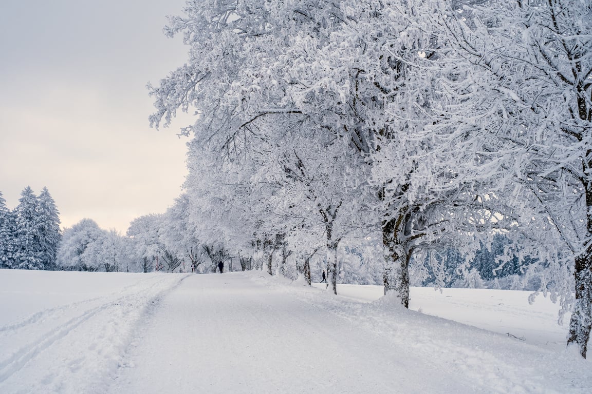 RV camping in snow