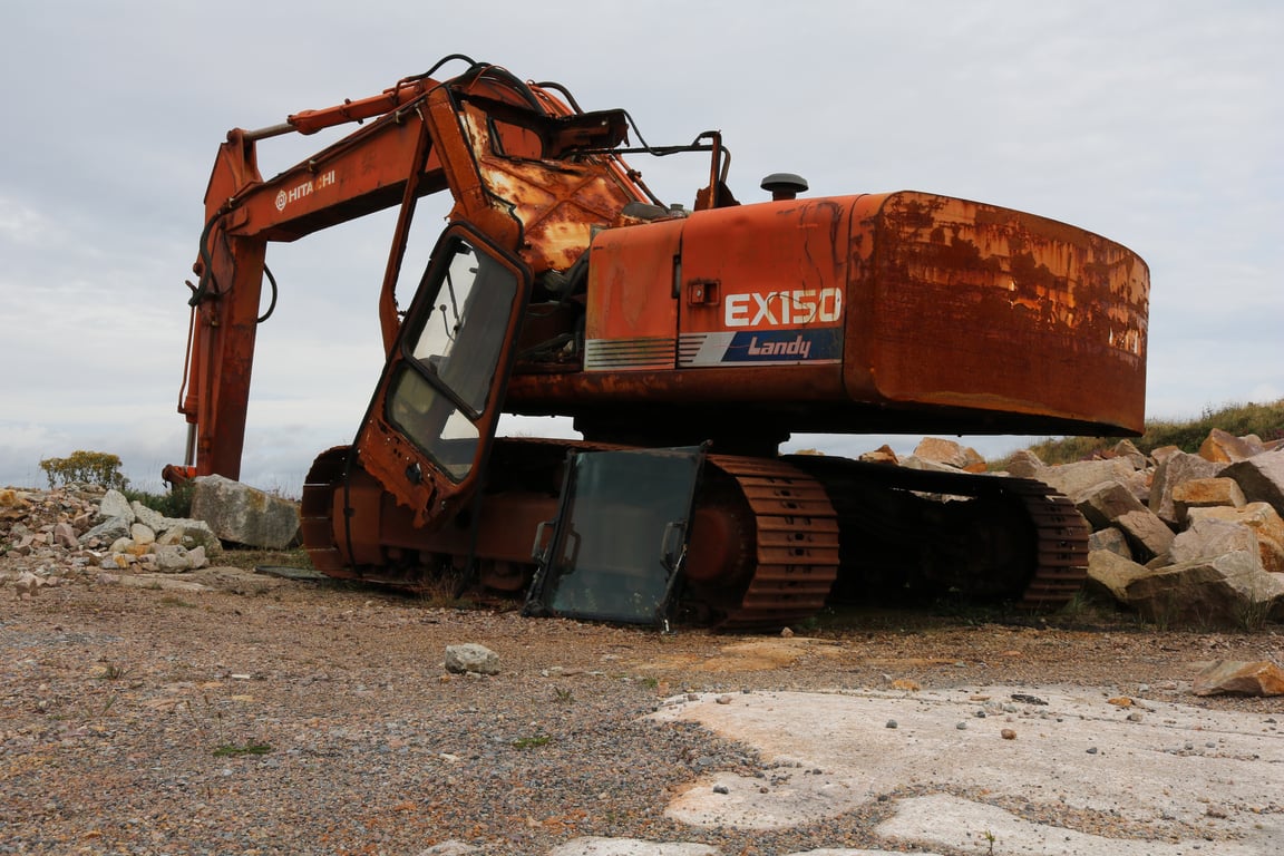 Hitachi excavator construction site