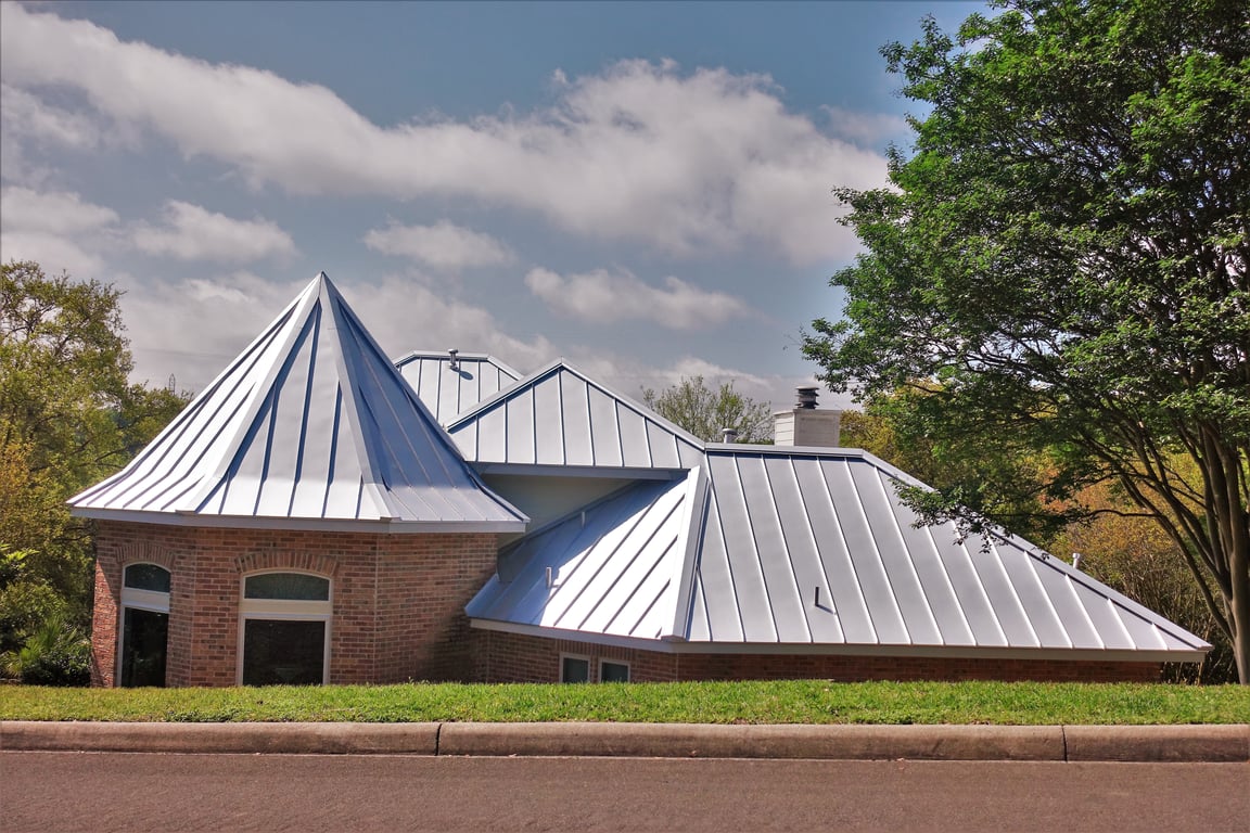 hail-damaged metal roof