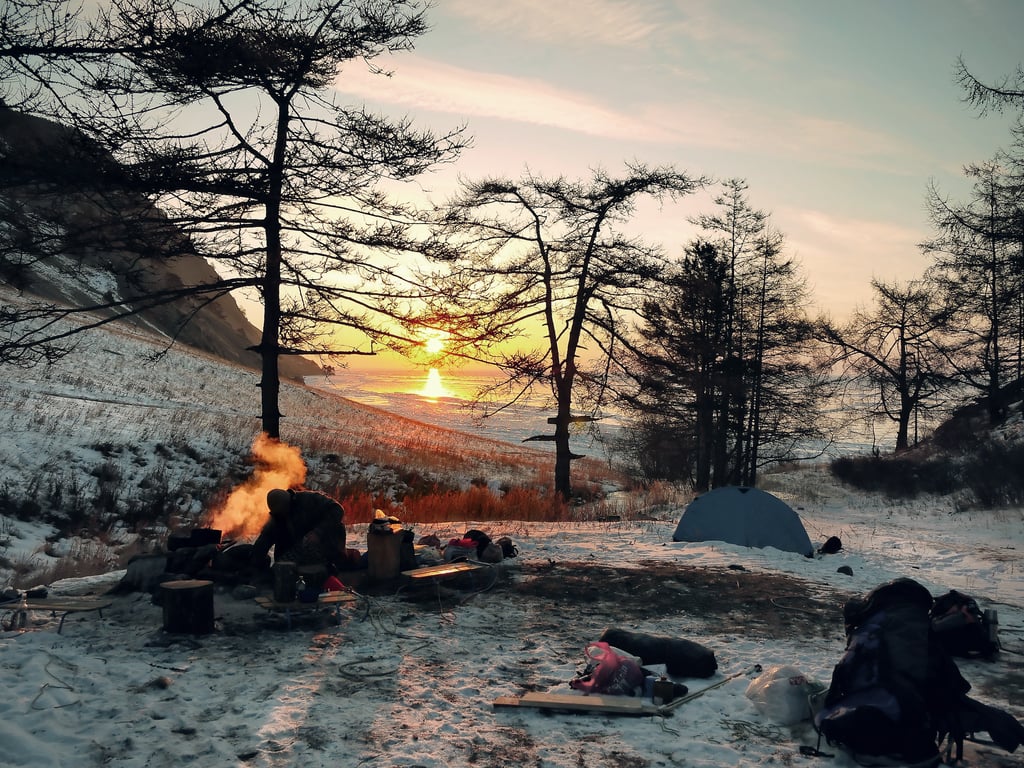 camping tent setup