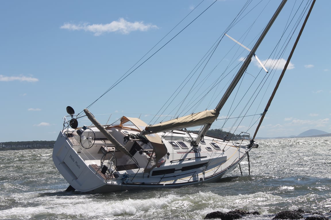 boat aground shallow water