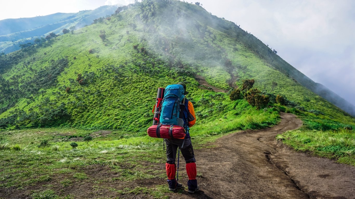 backpacking gear layout