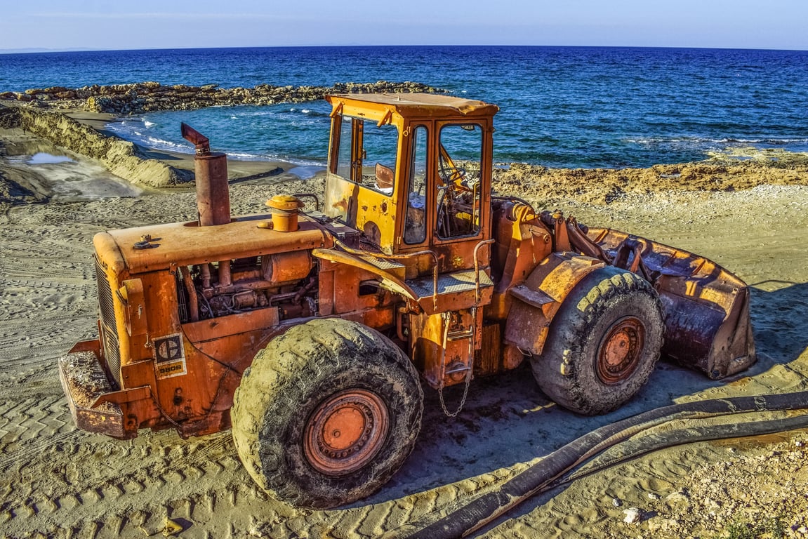Caterpillar bulldozer grading