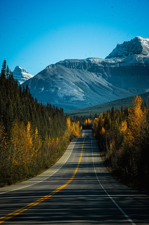 RV on mountain highway