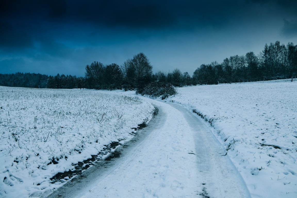 winter tires snowy road