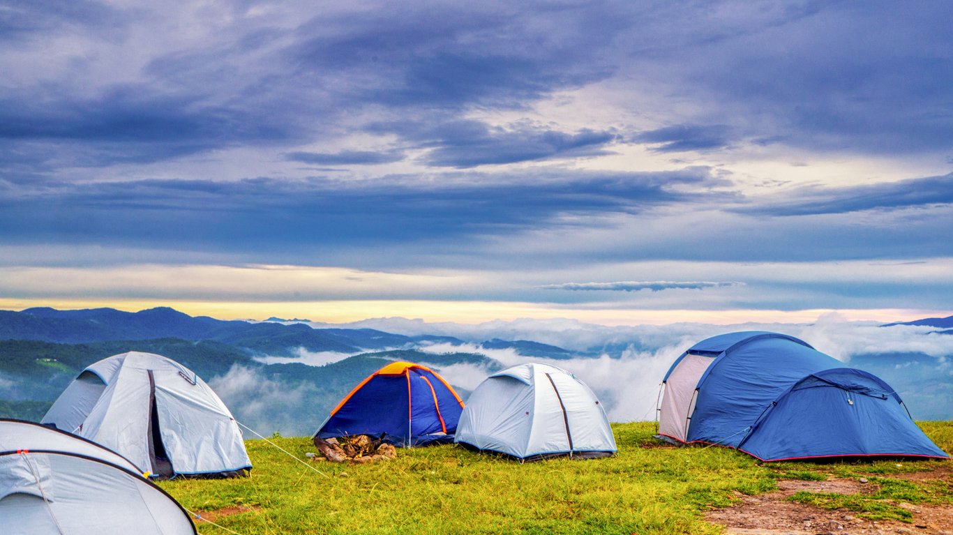 leveled travel trailer campsite
