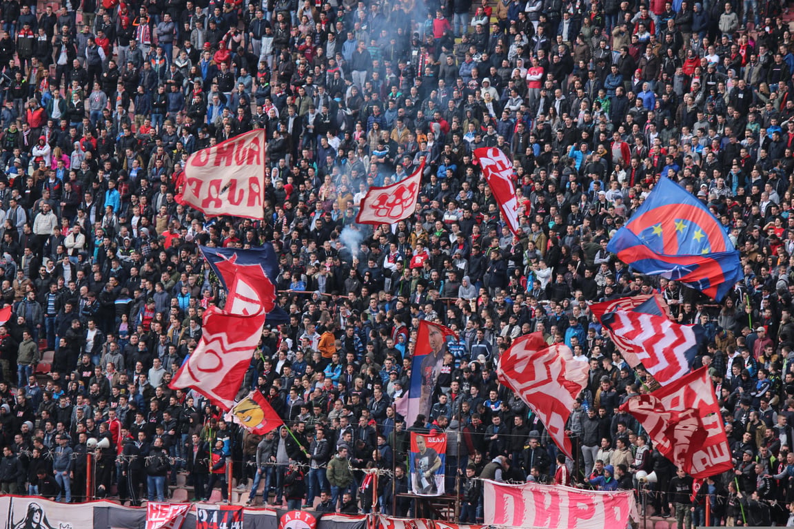 European football stadium crowd