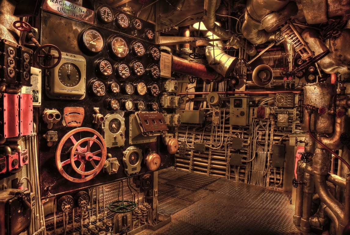Caterpillar marine engine room