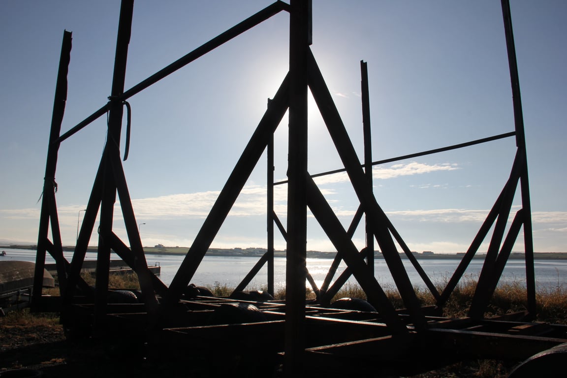 boat trailer at launch ramp
