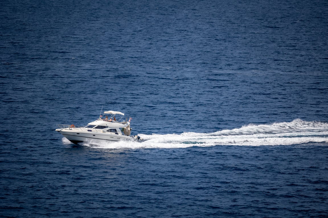yacht on transport trailer