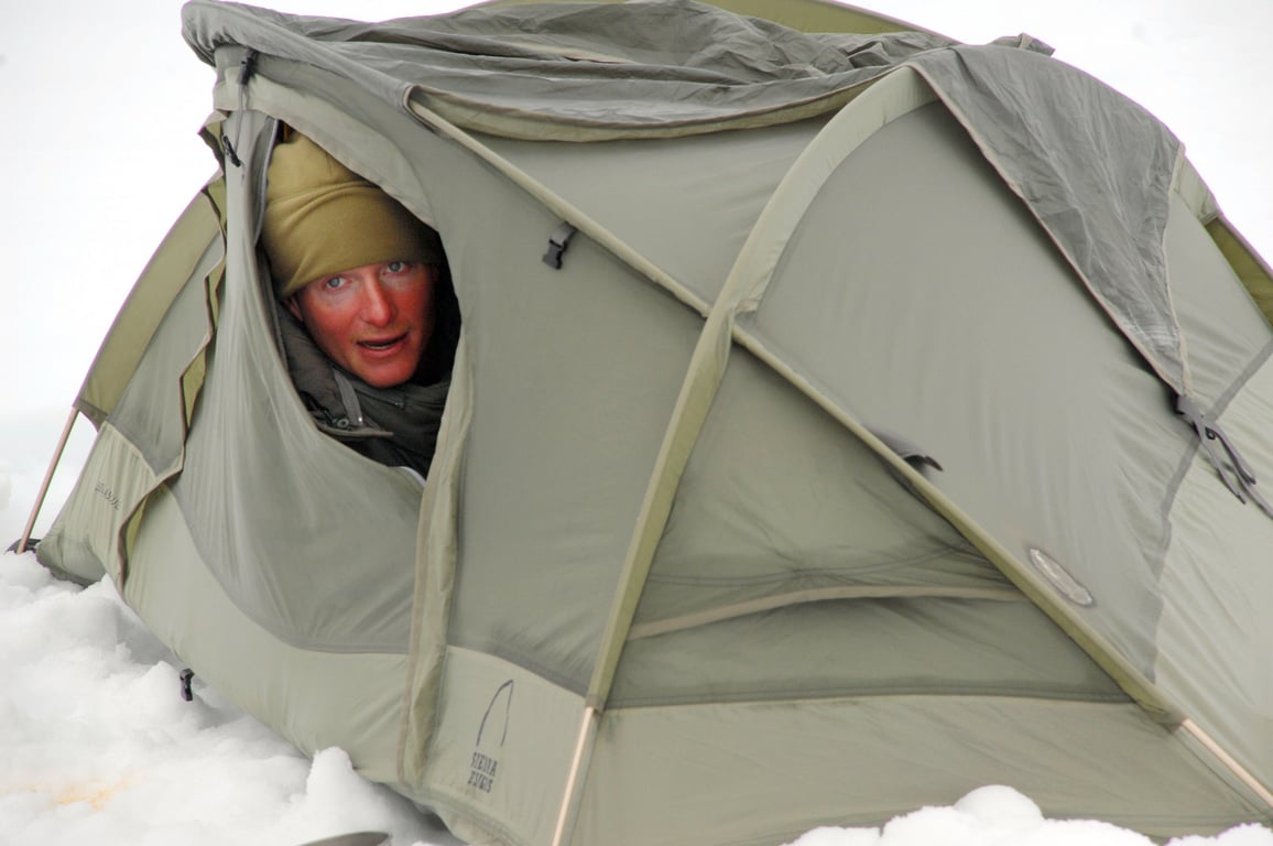 winter camping tent snow