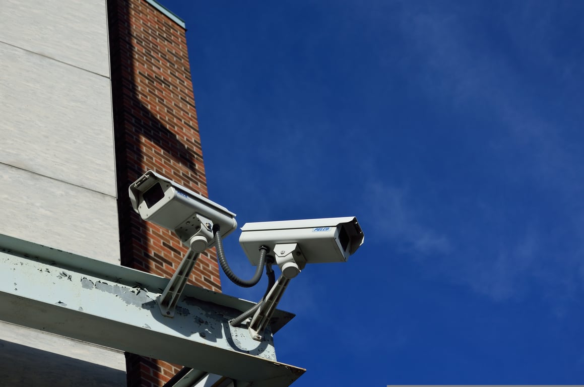 security camera at building entrance