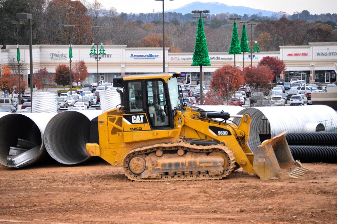 Caterpillar excavator construction site