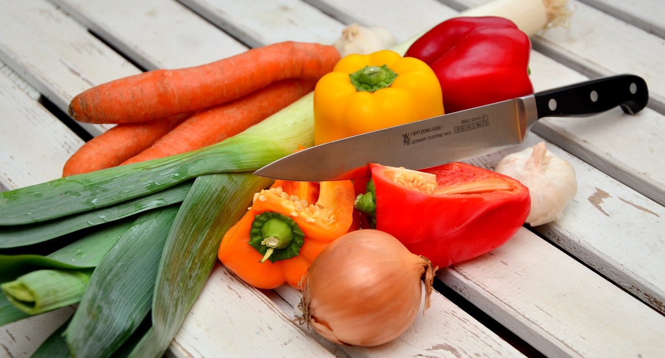 senior preparing healthy meal
