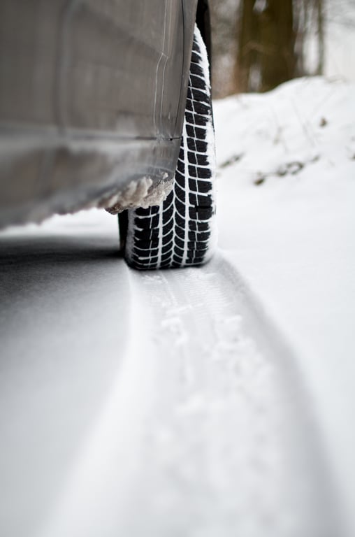 snow chains on car tire