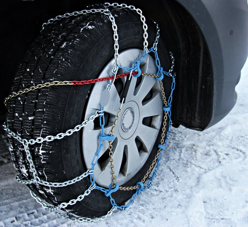 winter tires on snowy road