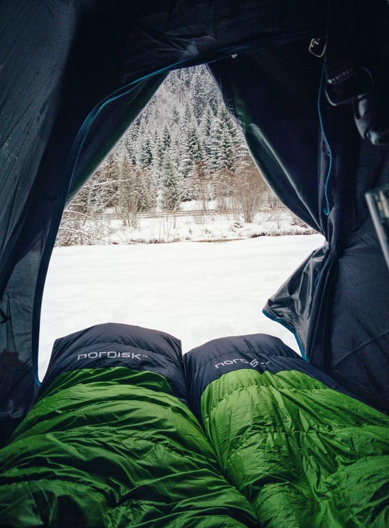 winter camping sleeping bag tent