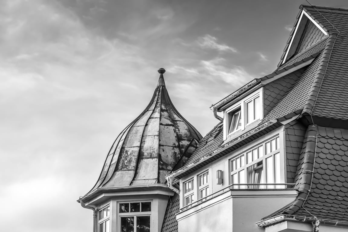 steep roof with dormers