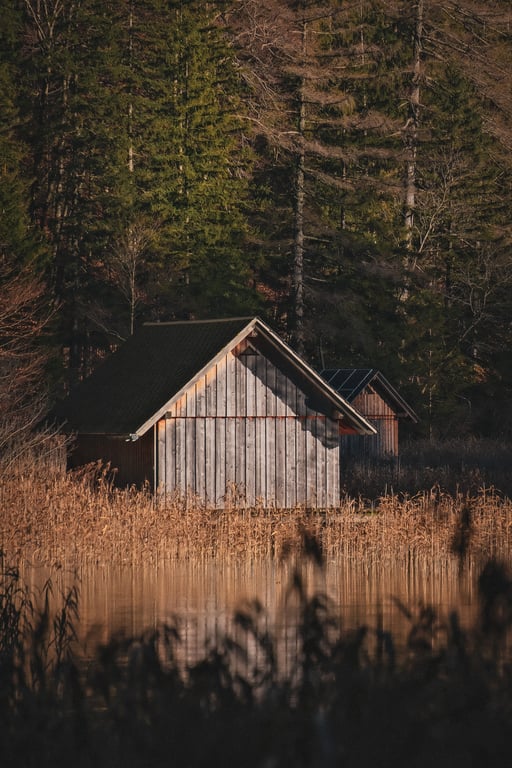 rustic cabin in winter