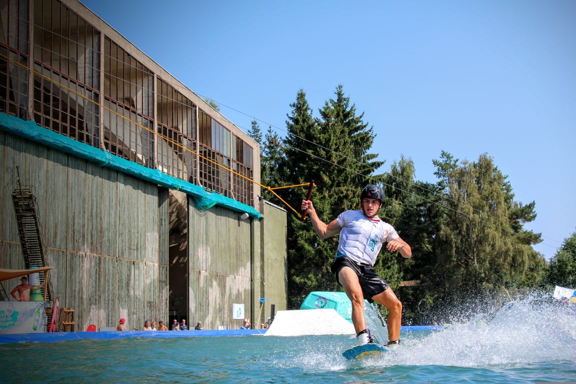 wakeboard boat on lake