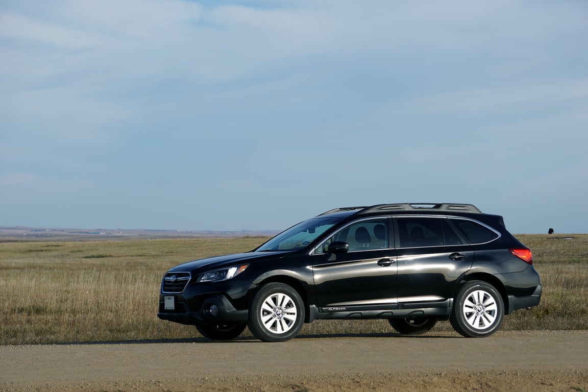 Subaru Outback towing trailer