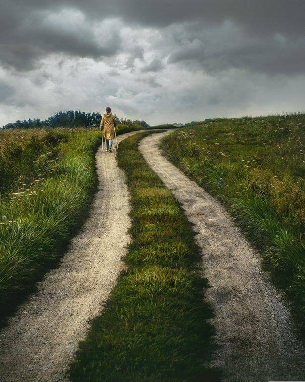 group walking on countryside trail