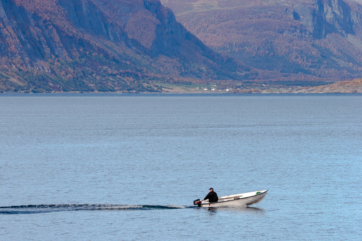 outboard motor on fishing boat