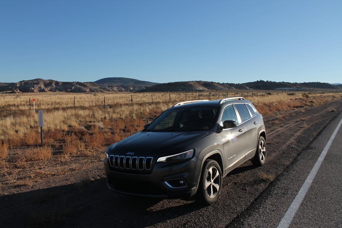 SUV towing travel trailer