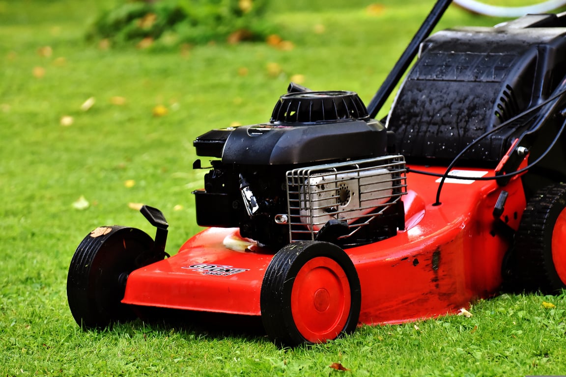 lawn mower cutting grass