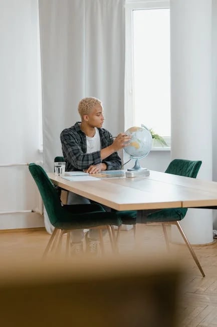 "A student reading a guidebook titled 'Top 10 Secrets to Winning the 2025 Rotary Scholarship' at a study desk."